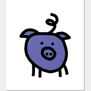 Very Peri Periwinkle Blue Animals Cute Pig Color of the Year 2022 Posters and Art